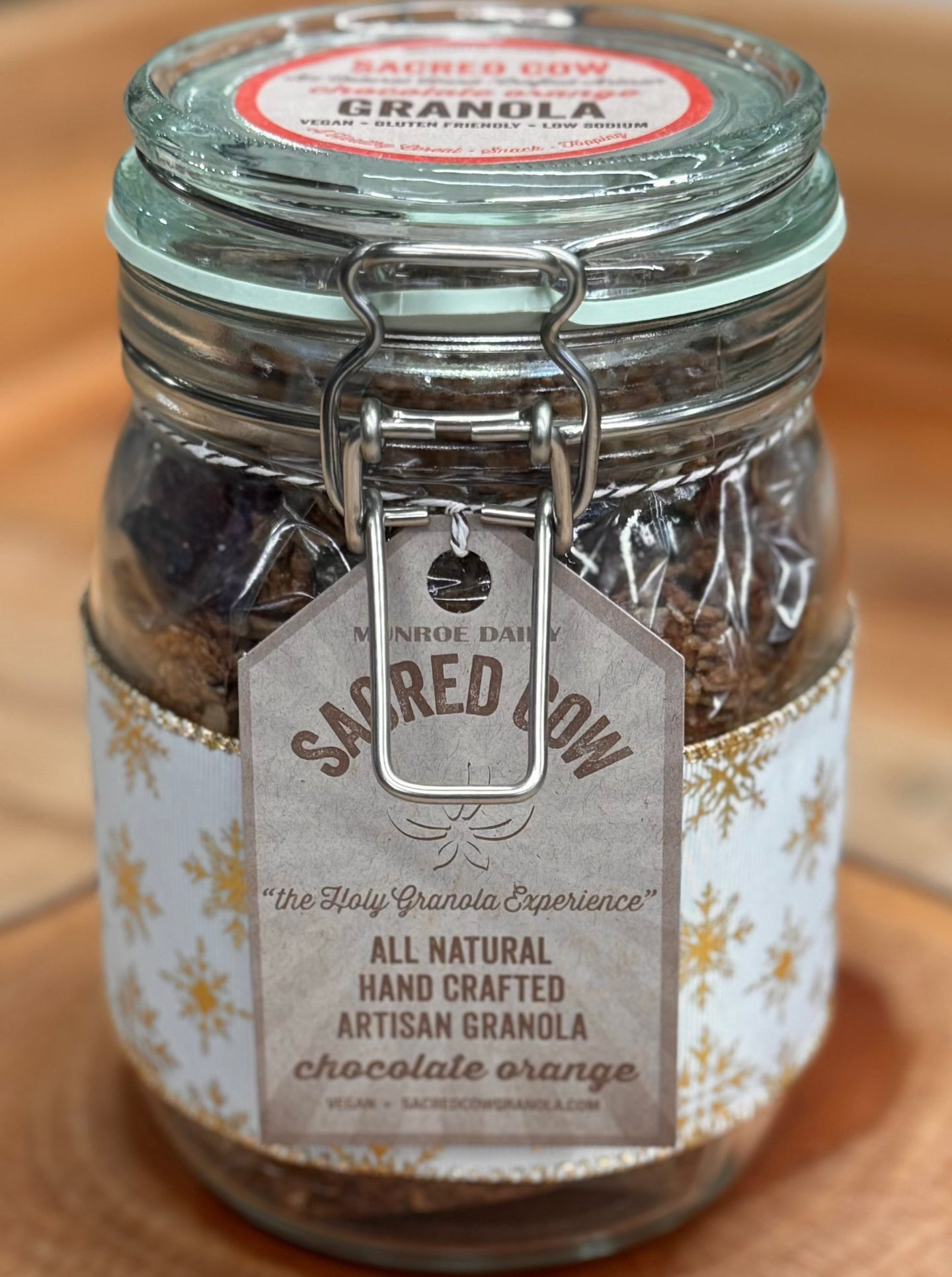 NEW!! Chocolate Orange Large Holiday Gift Jar Sacred Cow Granola