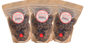 Limited Time! 3-pack 10 oz pouches Chocolate Orange Sacred Cow Granola